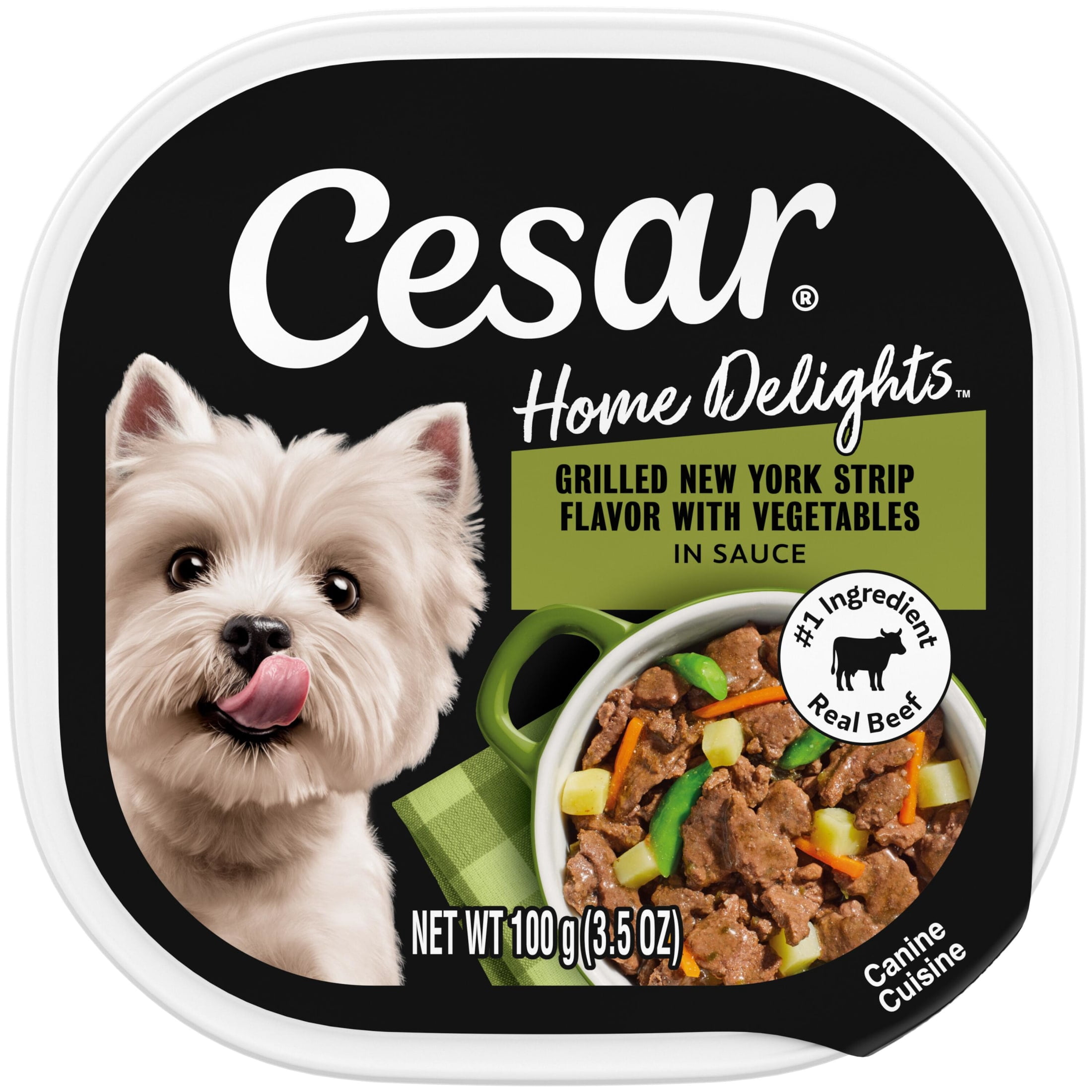 Cesar Home Delights Adult Wet Dog Food, Grilled New York Strip Flavor with Vegetables in Sauce, 24 Count