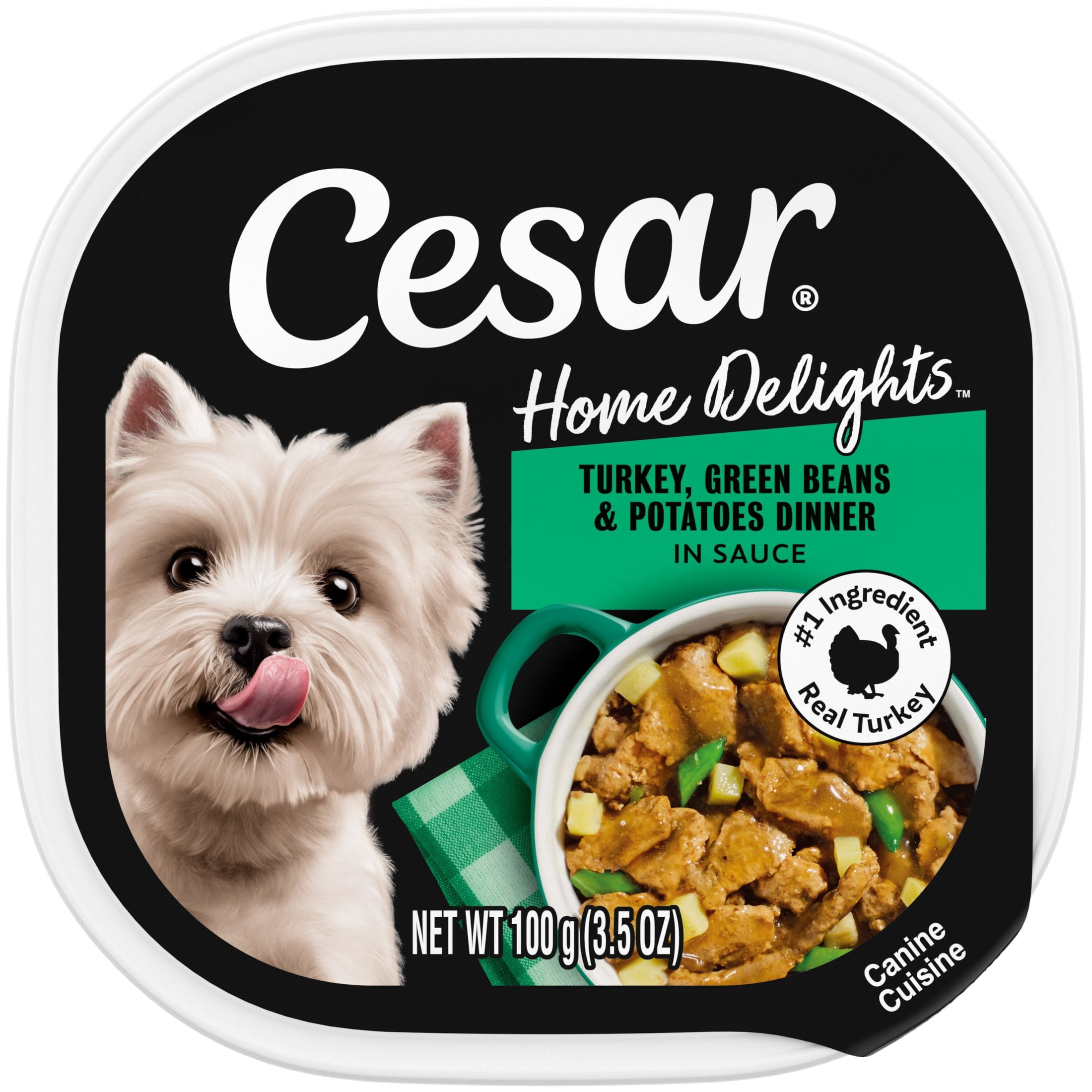 Cesar Home Delights Adult Wet Dog Food, Turkey, Green Beans & Potatoes Flavor in Sauce, 24 Count
