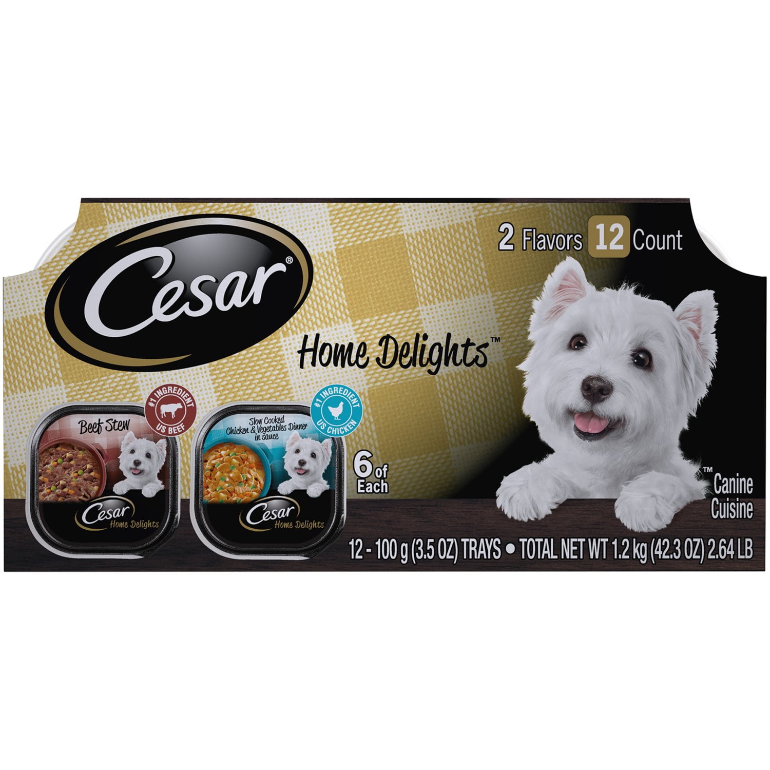 Cesar Home Delights Wet Dog Food Variety Pack 3.5 oz Trays 12 Pack