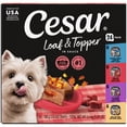 thumbnail image 1 of Cesar Loaf & Topper Chicken, Beef, & Pork Variety Pack Soft Wet Dog Food, 3.5 Oz Trays (24 Ct), 1 of 15