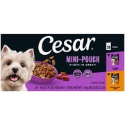 Cesar Filets in Gravy Beef and Chicken Flavors Wet Dog Food, 1.76 oz Mini-Pouches, 20 Ct