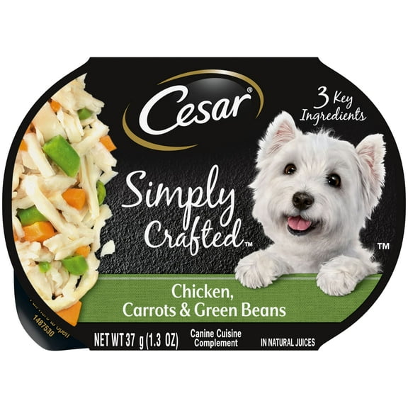 Cesar Simply Crafted Chicken, Carrots & Green Beans Wet Dog Food Topper Adult, 1.3 Oz