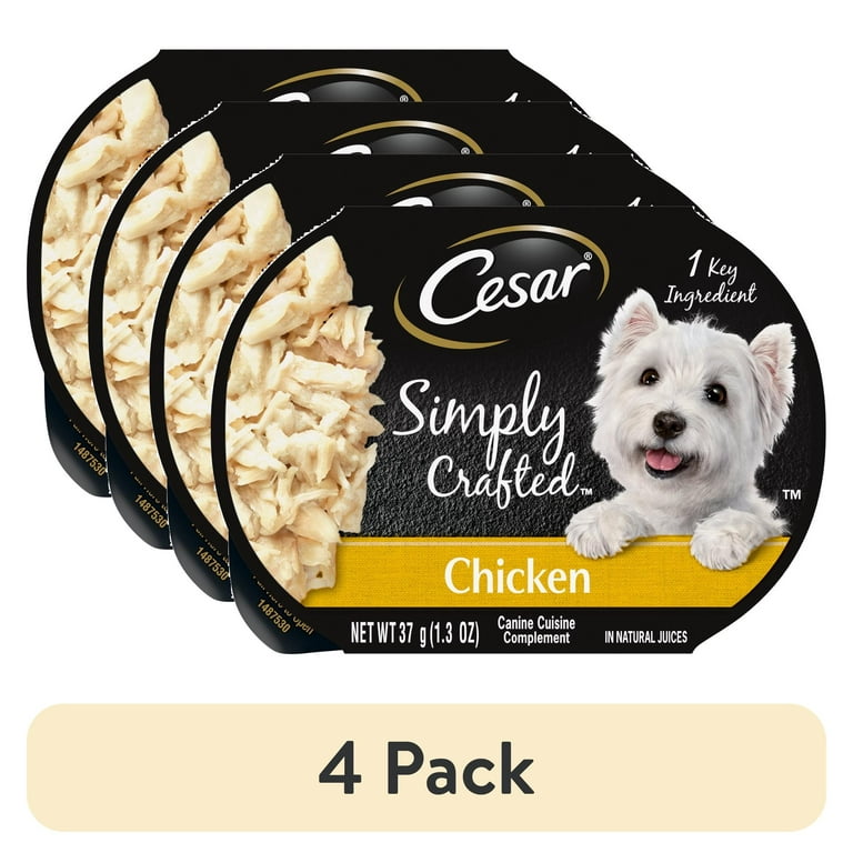 4 pack Cesar Simply Crafted Chicken Wet Dog Food 1.3 Oz Tub Walmart