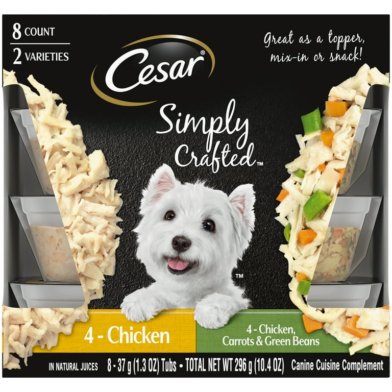 Cesar Simply Crafted Moist Adult Dog Food Variety Pack Chicken Carrot Green Bean 1.3 Oz Pack Of 8 Walmart