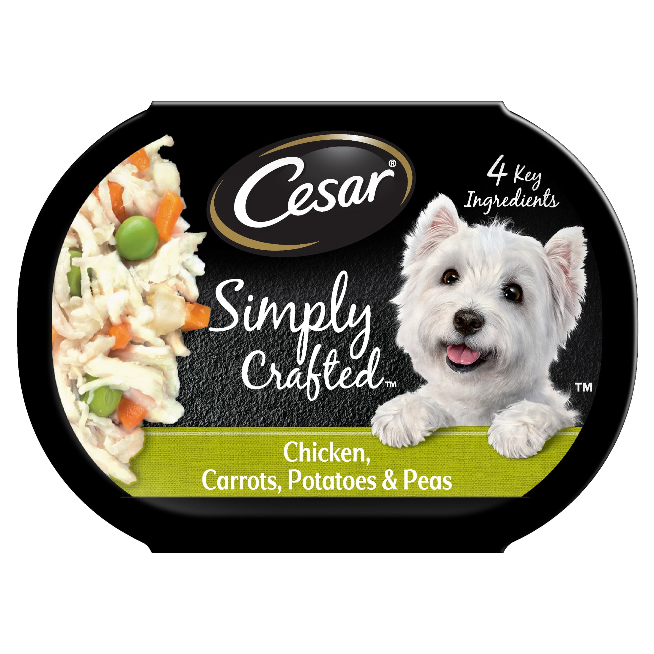 Cesar Simply Crafted Chicken, Carrots, Potatoes & Peas Wet Dog Food Meal Topper, 1.3 oz Tub
