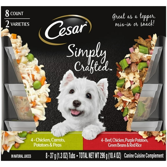 Cesar Simply Crafted Wet Dog Food Variety Pack, 1.3 Oz Tubs (8 Pack)