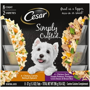 Cesar Simply Crafted Wet Dog Food Variety Pack, 1.3 Oz Tubs (8 Pack)