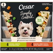 Cesar Simply Crafted Chicken Variety Pack Adult Wet Dog Food Toppers, 1.3 oz Tubs (8 Count)