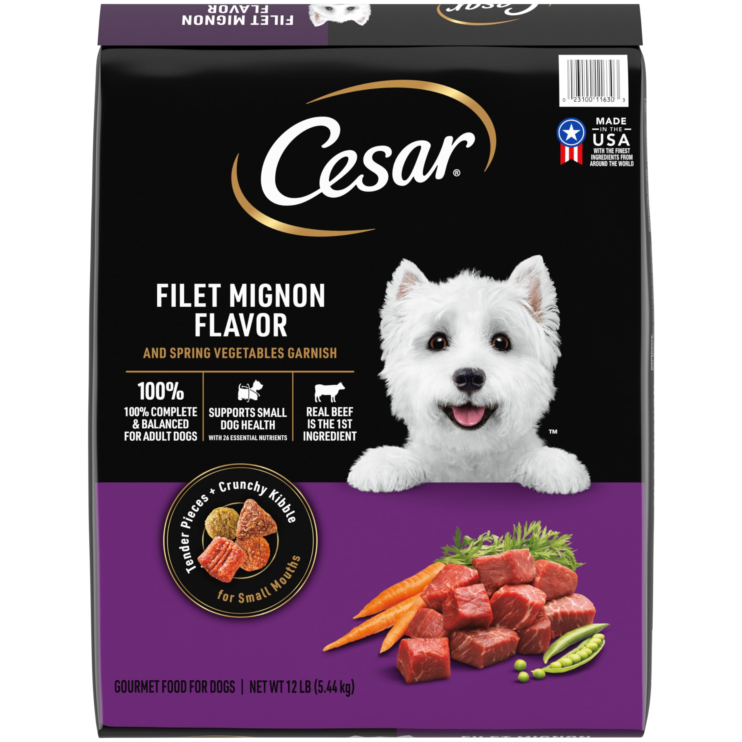 Cesar Small Breed Adult Dry Dog Food Filet Mignon Flavor With Spring Vegetables Garnish Dog