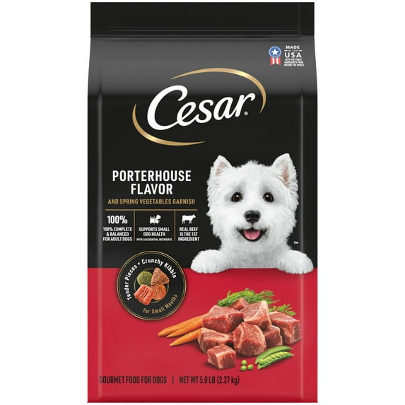 Cesar Small Breed Porterhouse Flavor And Spring Vegetables Dry Dog Food Adult, 5 Lb. Bag