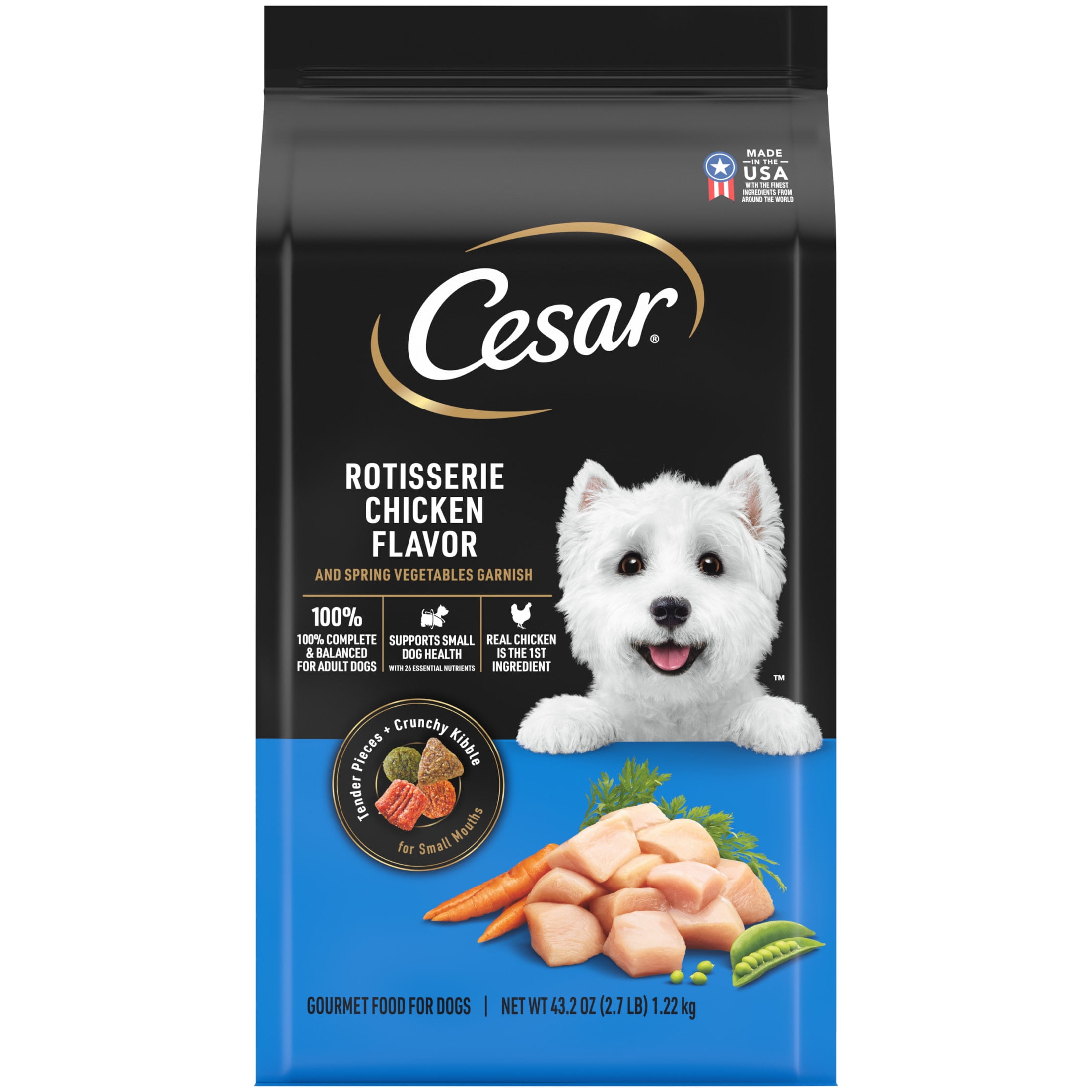 Cesar Small Breed Rotisserie Chicken And Spring Vegetables Dry Dog Food Adult, 2.7 Lb. Bag