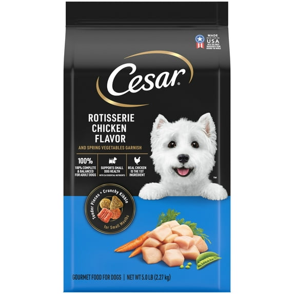 Cesar Small Breed Rotisserie Chicken And Spring Vegetables Dry Dog Food Adult, 5 Lb. Bag