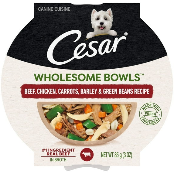 Cesar Wholesome Bowls Beef, Chicken, Carrot, Barley, Green Bean Recipe Wet Dog Food, 3 oz Bowl