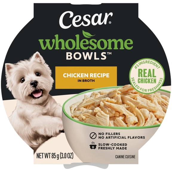 Cesar Wholesome Bowls Chicken Recipe Adult Wet Dog Food, 3 oz Bowls (10 Count)