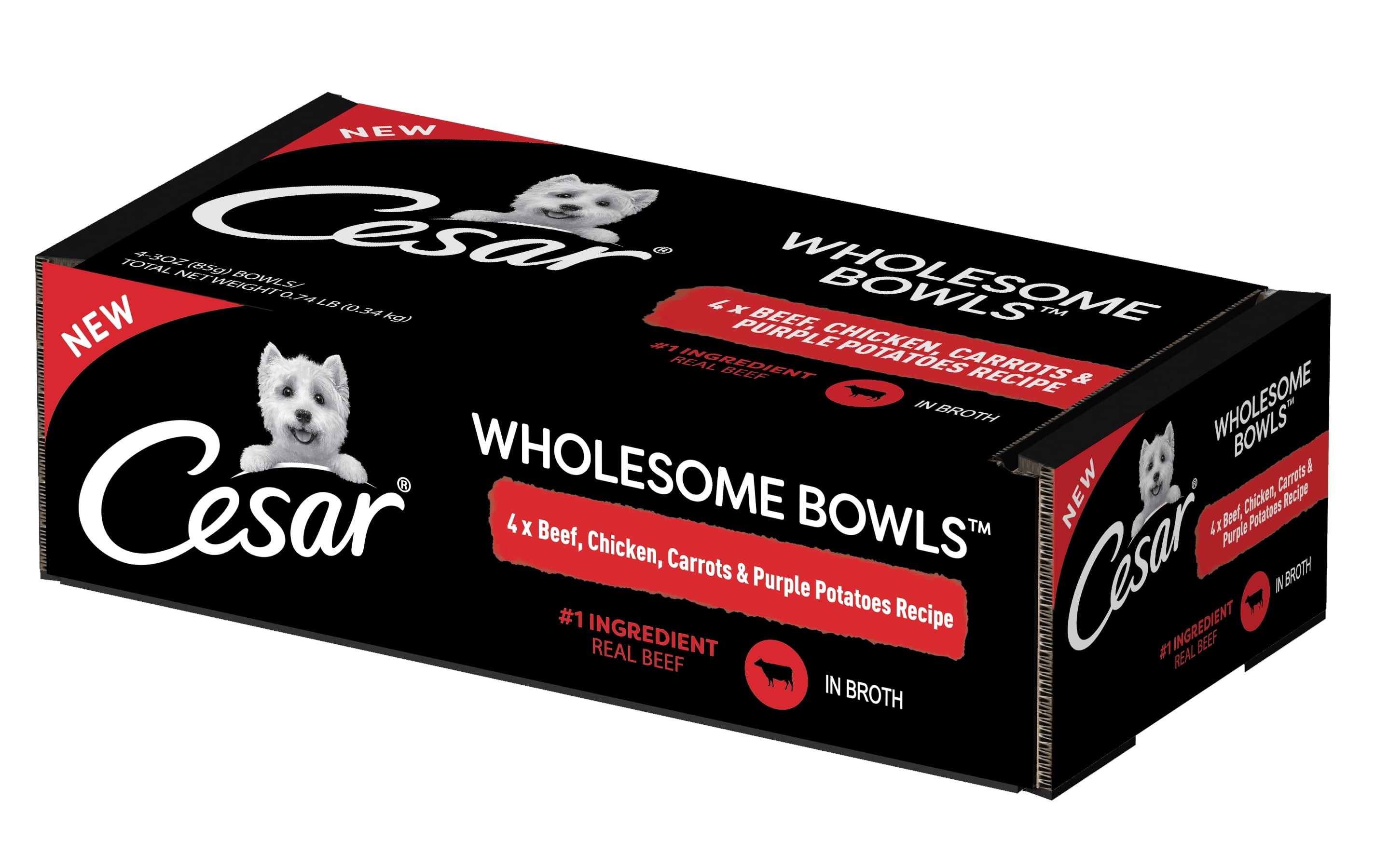 Cesar Wholesome Bowls Wet Dog Food Adult, 3 Oz., Pack Of 4