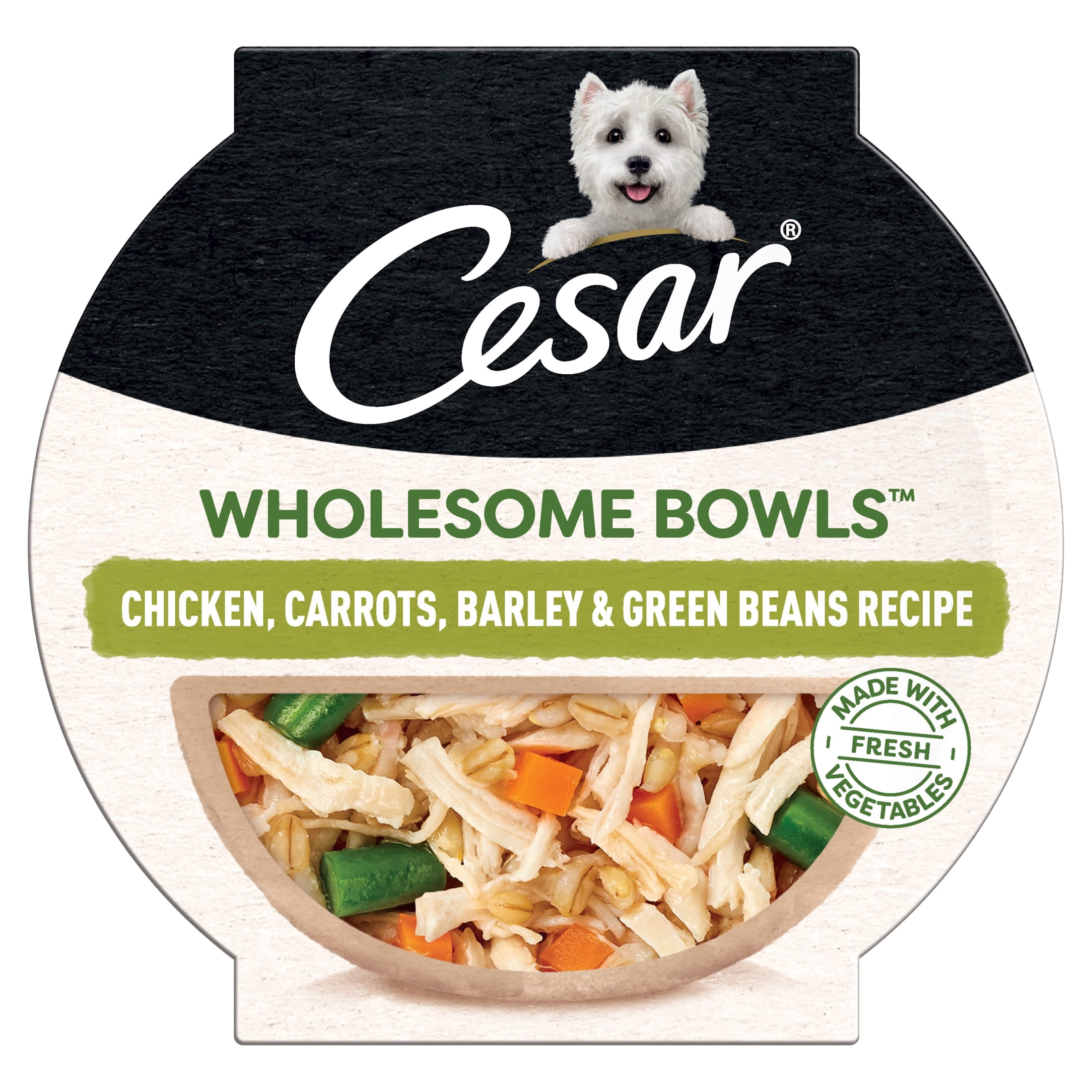 Cesar Wholesome Bowls Chicken, Carrots, Barley, & Green Bean Recipe Adult Wet Dog Food, 3 oz Bowl