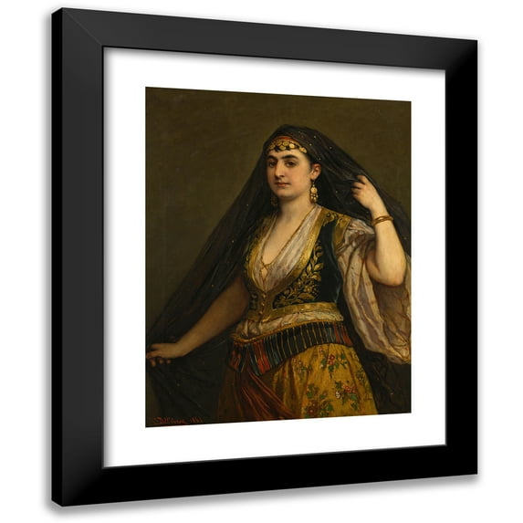 Cesare Dell'acqua 19x24 Black Modern Framed Museum Art Print Titled - Odalisque (1866)