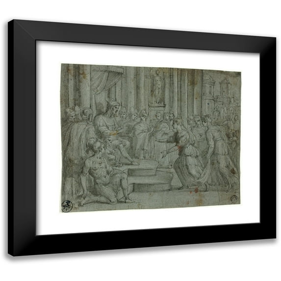 Cesare Rossetti 23x20 Black Modern Framed Museum Art Print Titled - Solomon Receiving the Queen of Sheba