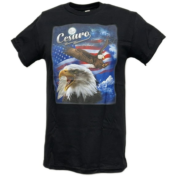 Cesaro American Eagle USA Flag Mens Black T-shirt
