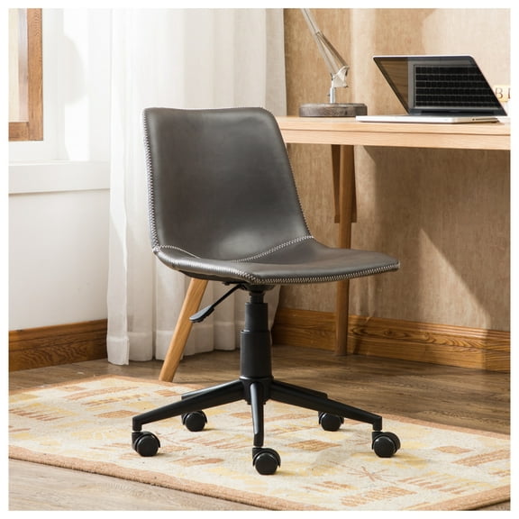 Cesena Office Chair - Antique Gray Faux Leather, 360 Swivel, Adjustable Height - Modern Home Office Desk Chair, Ergonomic Task Chair