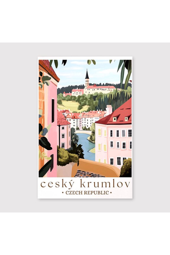 Cesky Krumlov Wall Art, Fairytale Town Print, Czech Republic Travel Canvas