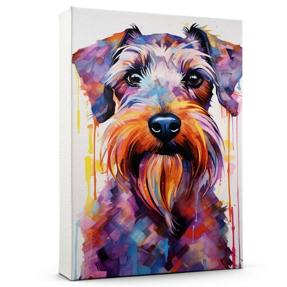Cesky Terrier Canvas Wall Art Famous Oil Paintings Monets Watercolor Dog Canvas Funny Dog Canvas Floral Print Abstract Farmhouse Gallery Aesthetic Room Decor for Bedroom Bathroom