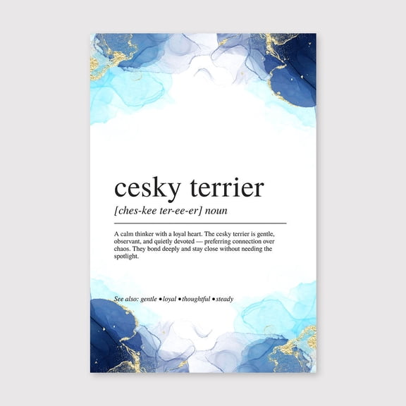 Cesky Terrier Definition Canvas 8x12 inch, Cesky Terrier Definition Print, Dog Breed Wall Art, Modern Typography Poster