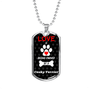 Cesky Terrier Love Is Stainless Steel or 18k Gold Dog Tag 24" Chain
