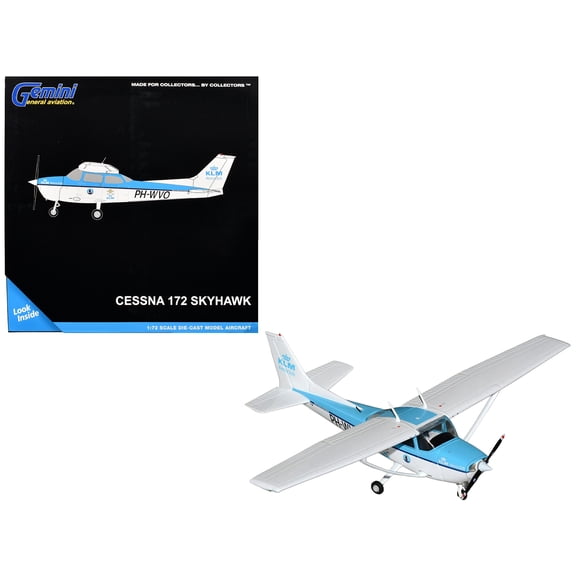 Cessna 172 Skyhawk Aircraft "KLM Aeroclub" (PH-WVO) Light Blue and White "Gemini General Aviation" Series 1/72 Diecast Model Airplane by GeminiJets