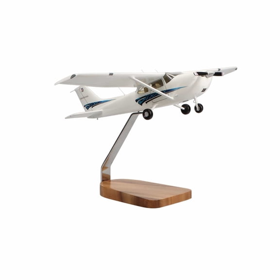 High Flying Models Cessna 172 Skyhawk SP (Blue) Large Mahogany Model Airplane Desk Decor