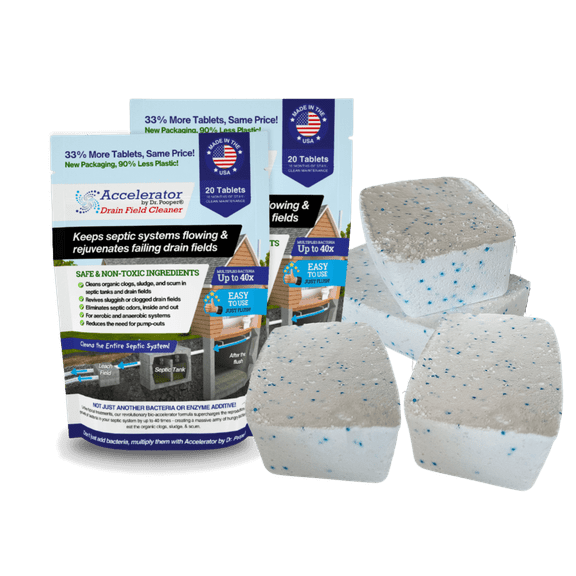 Cesspool & Septic Cleaner Kit by Accelerator by Dr. Pooper® - Commercial-Strength bio-Accelerator to get cesspools draining and Flowing Properly and Keep Them Working | Made in USA | Safe & Non-Toxic