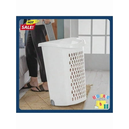 Cesta de lavandería de plástico con ruedas para adultos