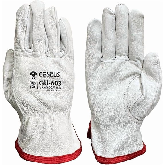 Cestus GU-603, 12 Pairs Premium Goatskin Leather Work Gloves, Unlined