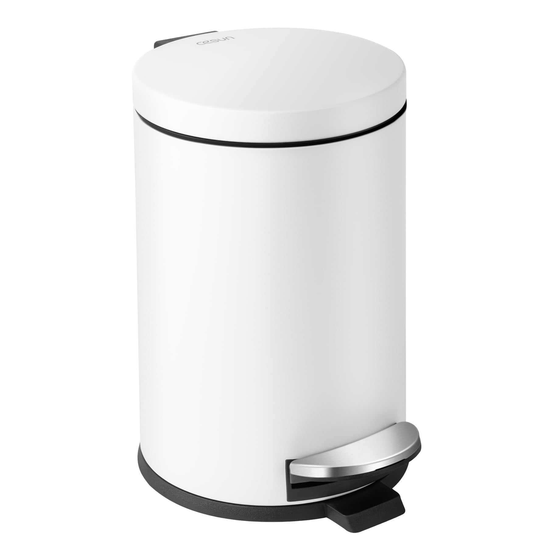 Cesun 4.5 Liters / 1.2 Gallons Bathroom Garbage Can, Mini Round Wastebasket, White