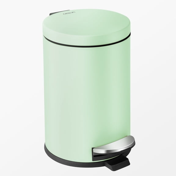 Cesun 1.2 Gallons Small Trash Can, Bathroom Garbage Can with Lid and Foot Pedal, Mini Round Wastebasket for Bedroom, Office, 4.5 Liters, Green