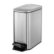 Cesun 1.6 Gallon Small Bathroom Trash Can, Stainless Steel Garbage Bin with Lid, Silver