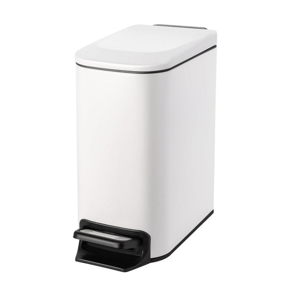Cesun Small Bathroom Trash Can with Lid Soft Close, Step Pedal, 6 Liter / 1.6 Gallon Stainless Steel Garbage Can with Removable Inner Bucket, Anti-Fingerprint Finish (White)