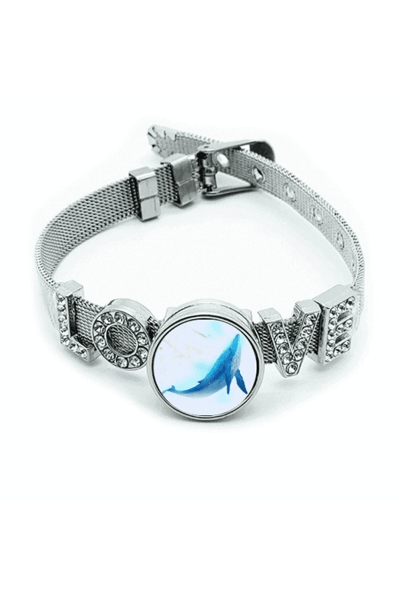 Cetacean Ocean Leisurely Fish Bracelet Wristband Crystal Love Adjustable Bangle