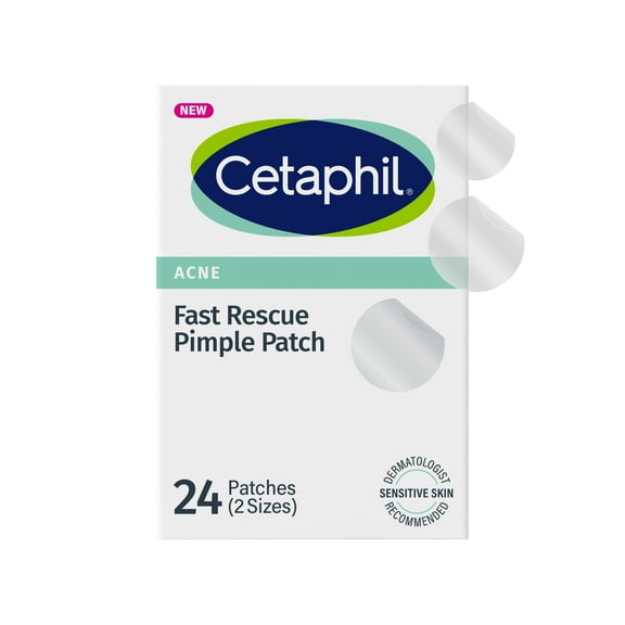 Cetaphil Acne Patches, Pimple Patches for Sensitive Skin, Formulated with Salicylic Acid, CICA, and Heartleaf Extract for Emerging Pimples, 24 ct