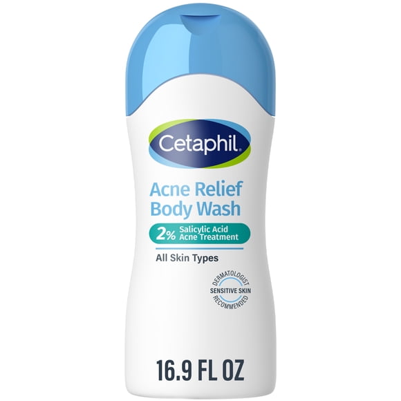 Cetaphil Daily Use Moisturizing Acne Relief Body Wash, 2% Salicylic Acid, Unscented, 16.9 fl oz