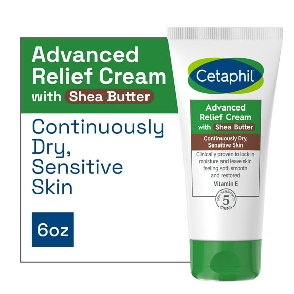 Cetaphil Advanced Relief Cream with Shea Butter for continuously Dry, Sensitive Skin, 6oz