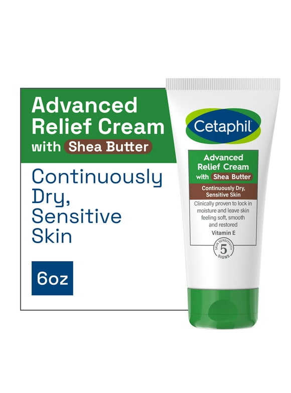 Cetaphil Advanced Relief Cream with Shea Butter for continuously Dry, Sensitive Skin, 6oz