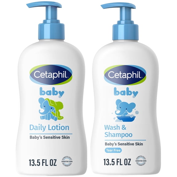 Cetaphil Baby Moisturizing Care Bundle: Daily Lotion & Wash & Shampoo, 13.5 fl oz Each