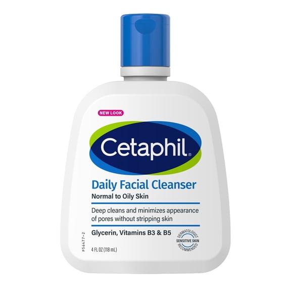 Cetaphil Daily Facial Cleanser 4oz Combination To Oily Skin (Pack of 3)