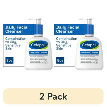 (2 pack) Cetaphil Daily Facial Cleanser for Sensitive, Combination to Oily Skin, 8 oz
