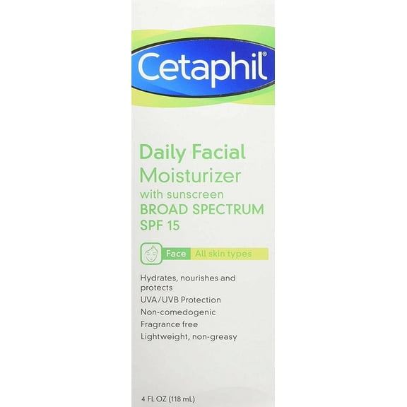 Cetaphil Daily Facial Moisturizer SPF 15 Sunscreen, Unscented, 4 oz, 6-Pack