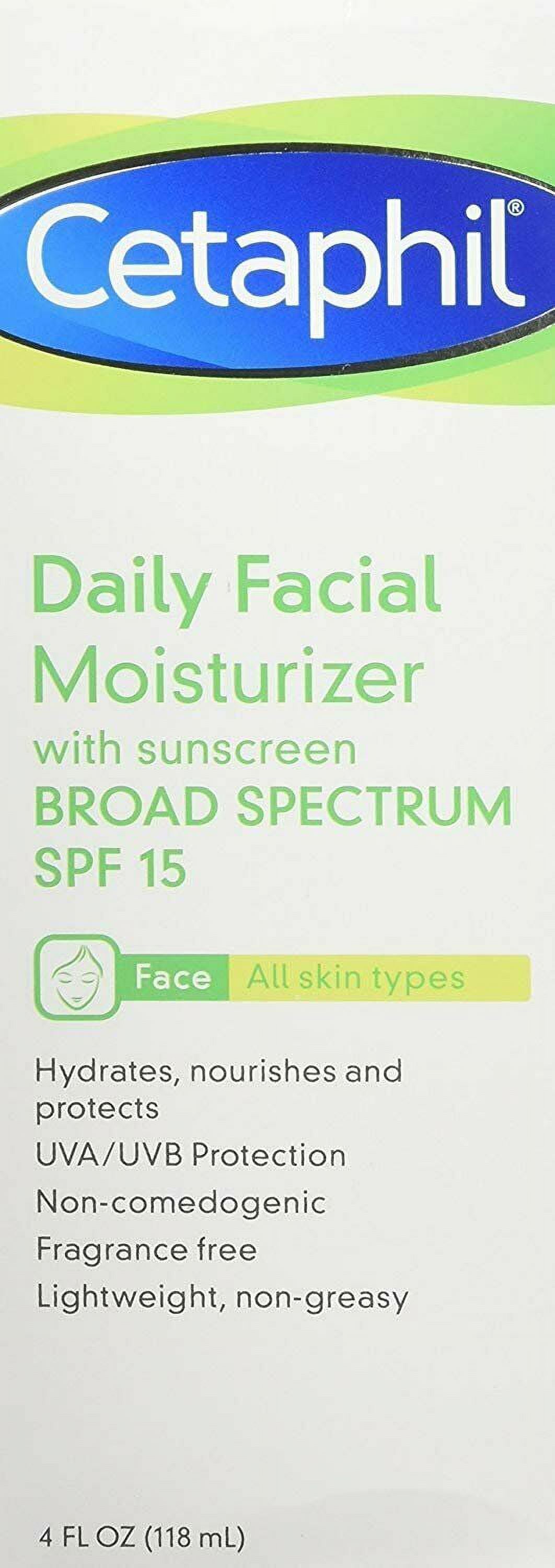 Cetaphil Daily Facial Moisturizer SPF 15 Sunscreen, Unscented, 4 oz, 6-Pack