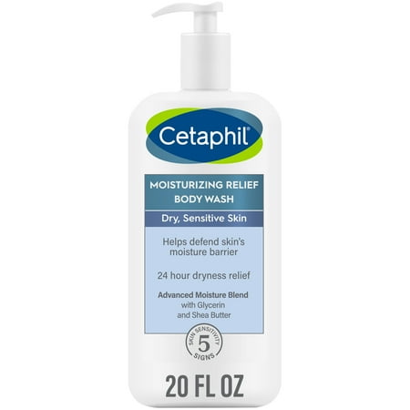 Cetaphil Daily Use Moisturizing Relief Body Wash, Unscented, 20 fl oz