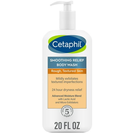 Cetaphil Daily Use Smoothing Relief Body Wash, Lactic Acid, Unscented, 20 fl oz