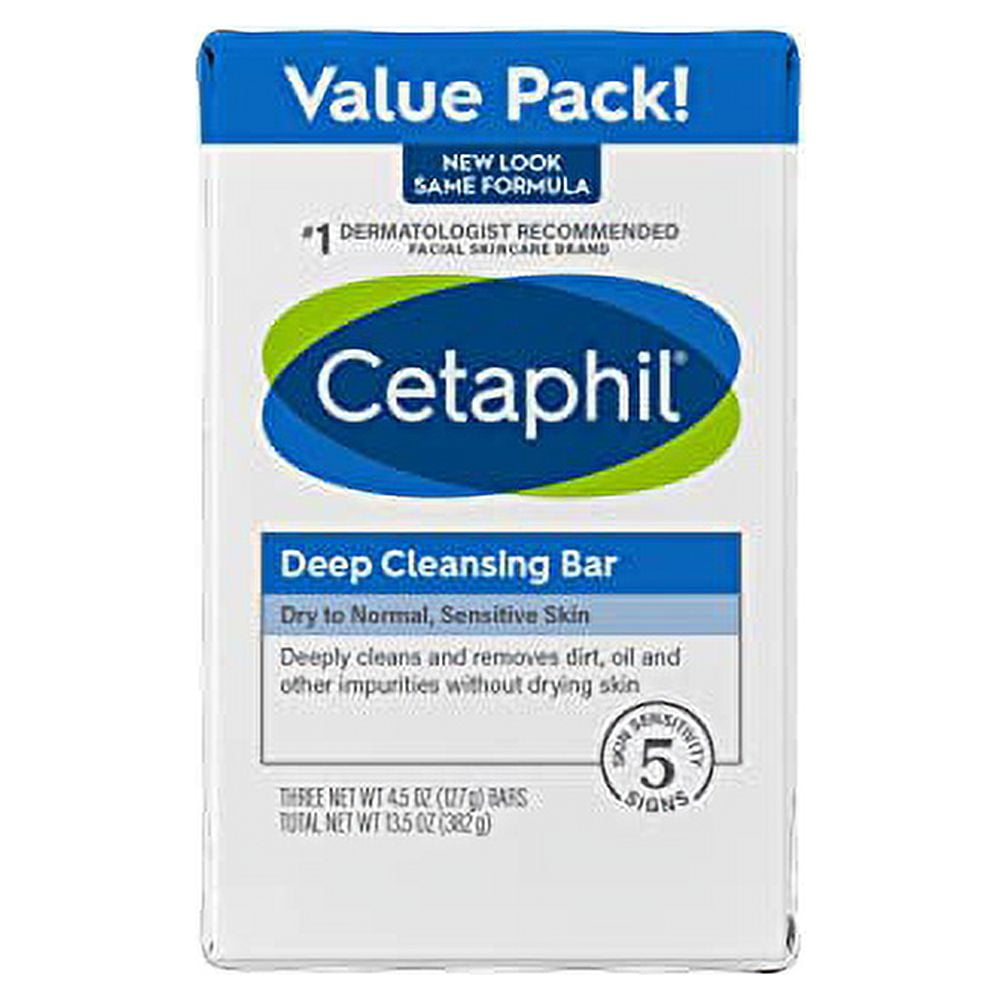 Cetaphil Deep Cleansing Face and Body Bars, 3 Count, 4.5 Oz